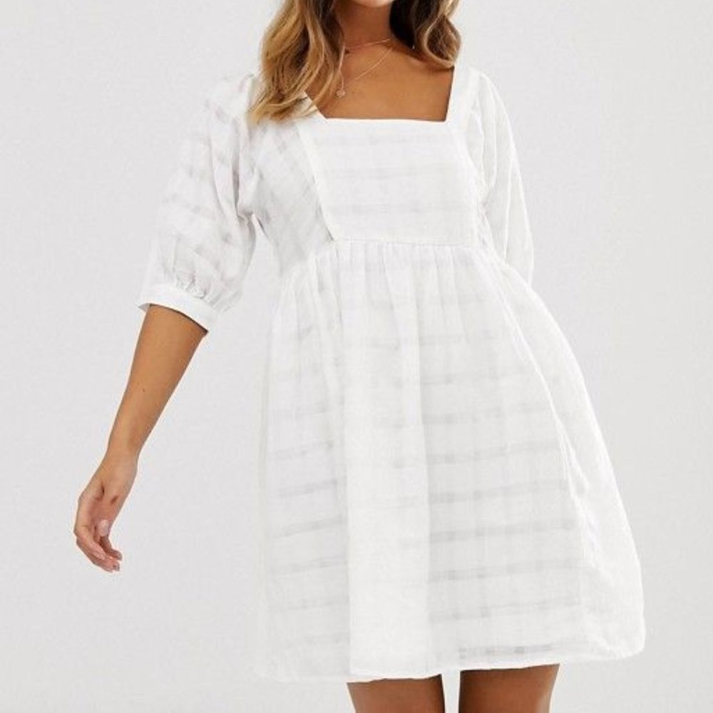Asos Womens Sz 10 Textured Check Smock Mini Dress